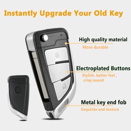 GZXNKEY 2 Buttons For VW Key Fob Cover Upgrade Key Case Shell For Volkswagen VW Transporter T5 T6 Amarok Key DIY Replacement VW Transporter Key Case with Pin Removal Tool