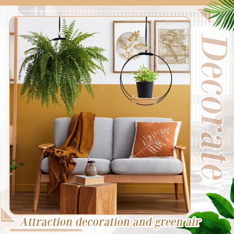 Geelin 4 Pack Plant Hanger with Wood Base Hanging Window