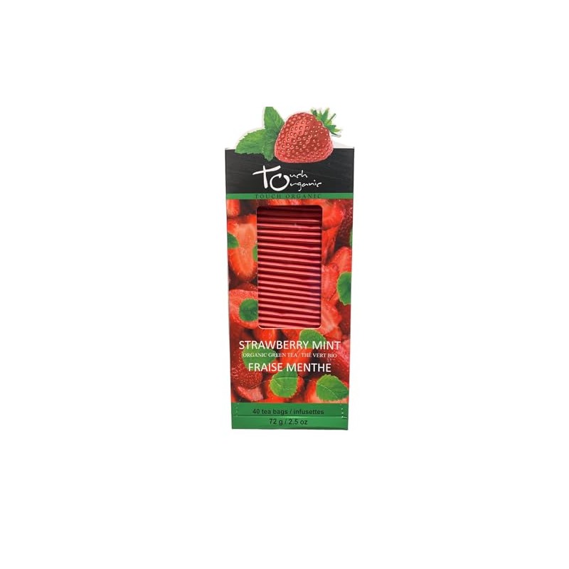 Touch Organic STRAWBERRY MINT GREEN Tea Bags, 40 Bags, 2.5