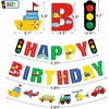 Transportation Happy Birthday Banners Car Bus Train Plane Ship Helicopter