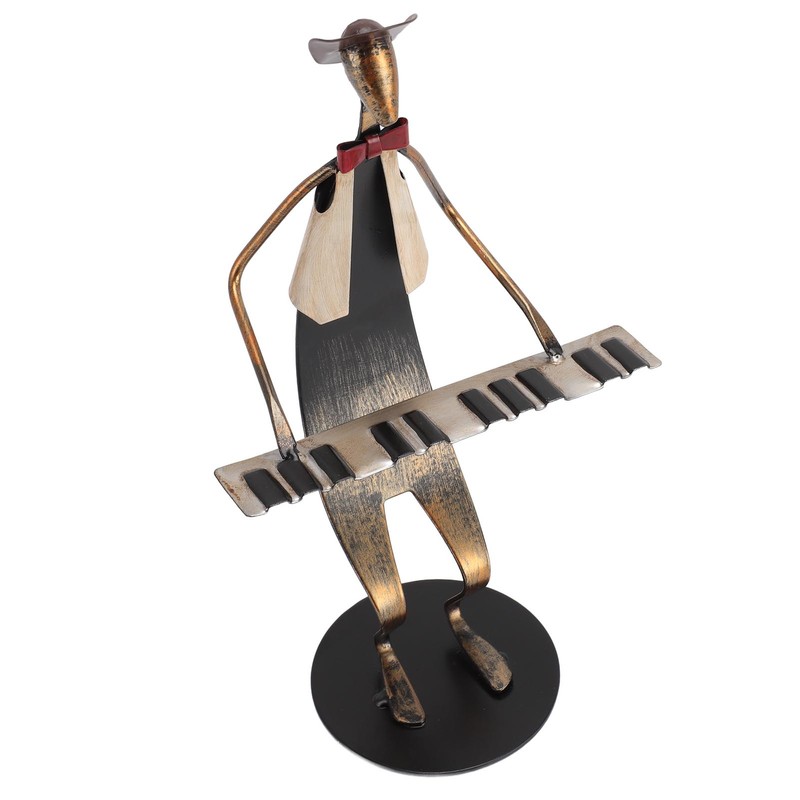 Piano Player Figurine Stable Base Elegant Decorative Metal Musical Statue