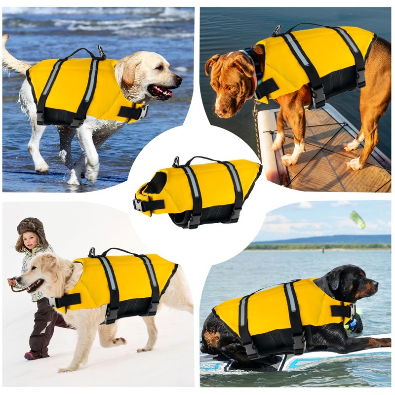 FainFun Dog Life Jacket, Orange, for Small and Large Dogs,