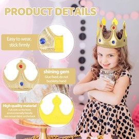King Crowns Party Hat King - 4 PCS King Queen Crowns Multi types Gemstone Crowns, Gold Royal Fancy Dress Accessories, Imitation Gemstone Costume Accessories for Role-playing for Birthday or Parties