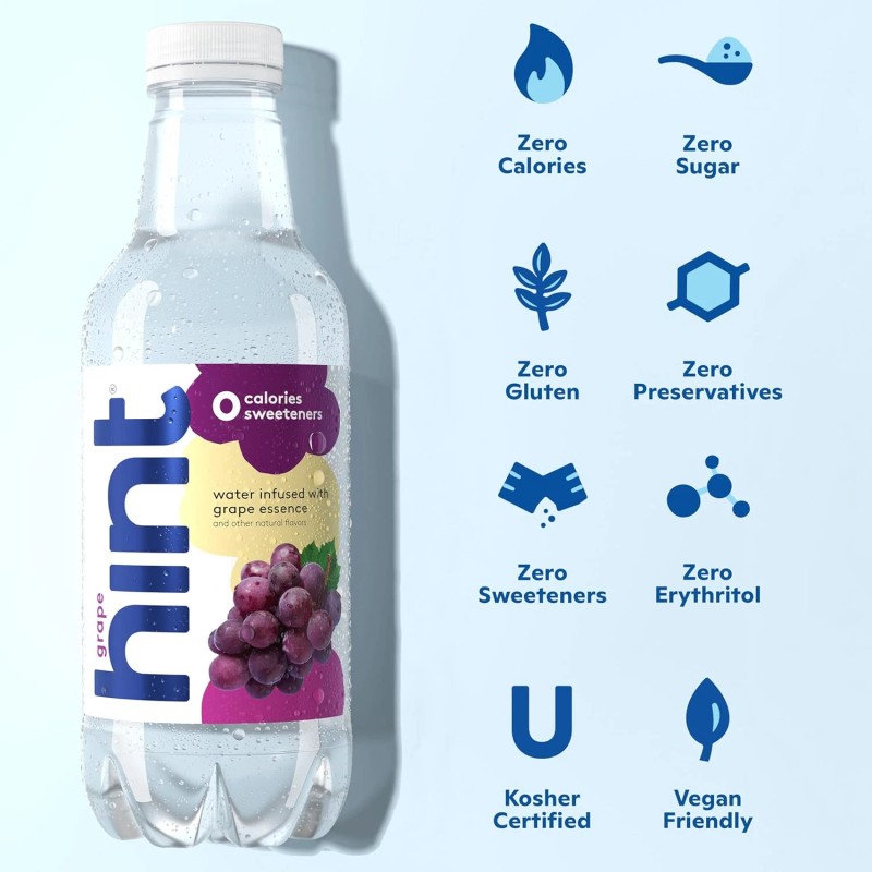 Hint Grape Water, Fruit-Infused, Sugar Free, Zero Cal, 16 Oz