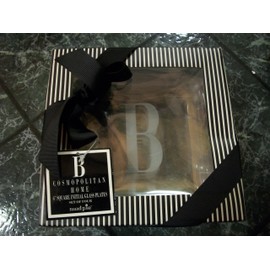 Mud Pie Cosmopolitan Home 6" Square Initial Glass Plates Set of 4"B"