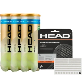 Padel Bundle for Maximum Spin and Control, Head Padel PRO S+ 3 Pack (9 Balls) & Rezztek Pro Spin Strips for Padel Racquets