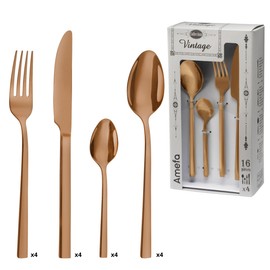 Amefa 9385AEAFV2B60 Square 16 Piece Copper Cutlery Set
