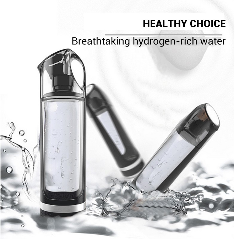 Portable 500ml Hydrogen Rich Water Bottle Alkaline Generator LED Healthy