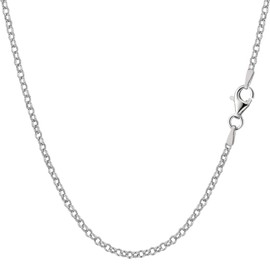 Sterling Silver Rhodium Plated Rolo Chain Necklace, 1,8mm, 20"