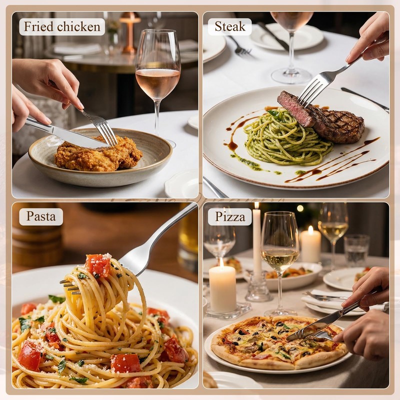 Xosjska 24 Pcs Stainless Steel Silverware Dinner Fork and Knife