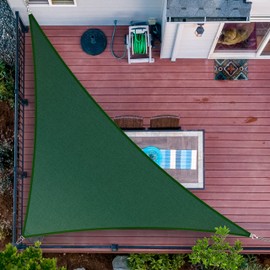 ShadeMart 19' x 22' x 29.1' Green Sun Shade Sail UPF50 Right Triangle smTAPT12 Canopy Fabric Cloth Screen, Water Air Permeable & UV Block, Heavy Duty, Carport Patio (We Customize Size)
