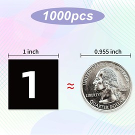 Number Stickers Labels, 1 inch Square Small Consecutive Number Stickers Labels 1-100, Self-Adhesive for Office, Classroom, Indoor, Boxes, Storage (1000, Black)