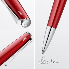 Lamy Studio Pianored Ballpoint Pen - Universal Ballpoint Pen in Elegant Stainless Steel Case - with Propeller-shaped Clip - Includes Large Refill M 16 in Stitch Width M in Black