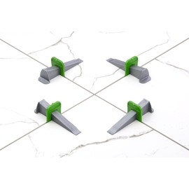 HexPro Tile Levelling System 1 mm 1.5 mm 2 mm Tabs, Tile Thickness up to 15 mm Tile Wedges, Laying Aid Set (1 Levelling Set 1.5 mm) Tile Laying Tool