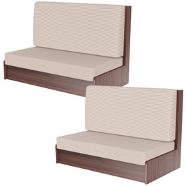 leepiya 2 Set Rv Dinette Cushion Covers Dinette Elastic Rv Seat Covers with 2 Backrest Covers 2 Bench Covers Machine Washable Stretchable Soft Camper Cushion Covers with 6 Anti Slip Straps Apricot