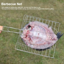 BBQ Fish Grill Basket, Folding Stainless Steel Fish Grilling Basket for Grilling Fish Vegetables Shrimp Meat Steak