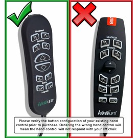 AlveyTech 10-Button 5-Pin Replacement Remote Hand Control for Pride VivaLift Lift Chair (Standard & Early Version Viva Lift 2) - (CTL1707190) for Standard & Early Version VivaLift 2 Models