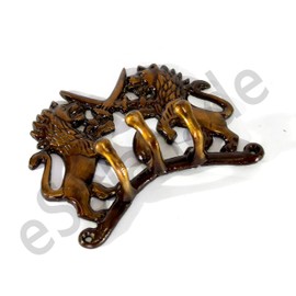 eSplanade Brass Ethnic Fighting Lions Key Stand | Key Holder Keys Hanger Hook Wall Key Holder, Keys Rack Hook, Key Hanging Hooks - 5" Inches