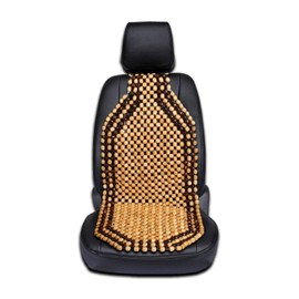 Zento Deals Wood Beaded Comfort Seat Cushion Seat Cover- Double Strung Ultra Comfort Massaging Car Seat Cushion for Car, Truck, or Office Chair
