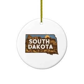 South Dakota Vintage Style Print Christmas Ornament | United States 50 State Collector's Series | Travel Souvenir Gift
