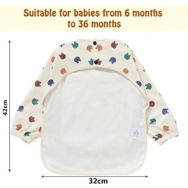 Hiumotan Feeding Bib & Baby Bib with Long Sleeves & BLW, Soft and Skin-Friendly Material, Coverall Bibs for Baby Feeding, Waterproof and Easy to Clean & Machine Washable, Infant Toddlers (Yellow)