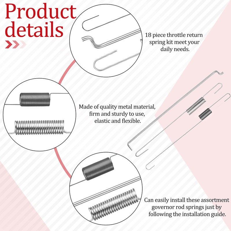 Frienda 18 Pcs Throttle Return Spring Kit Governor Link Rod