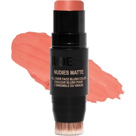 Nudestix Nudies Blush Stick – 3-in-1 Cream Blush for Cheeks, Eyes & Lips with Built-In Brush Soft Matte Finish for a Natural Flush Nude Peach