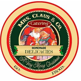 Vintage Santa Workshop Mrs Claus Catering Handmade by Elves Sweet Food Cookie and Candy Label Stickers (Mrs Clause Catering)