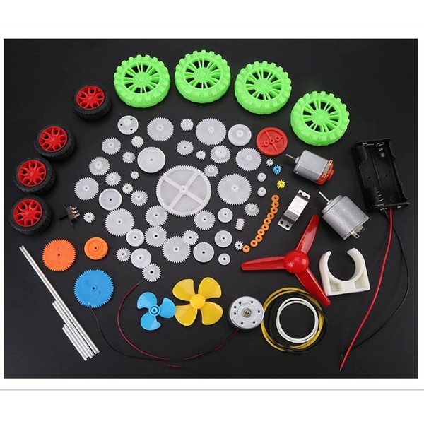 Plastic Gear Kit,Toy Gear Set,Car DIY Accessories Motors Worms Belts Bushings Pulleys Wheels Gears