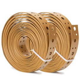 Brown Coating Metal Strapping 1-Inch x 33FT 0.6mm Thickness for Pipe Support Pipe Hanger Strap Metal Strapping with Holes Flexible Trimming 2Rolls