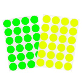 ChromaLabel 0.75 Inch Color Code Dot Labels on Sheets, 2 Colors, 1200 Stickers per Variety Pack, Fluorescent Green and Fluorescent Yellow
