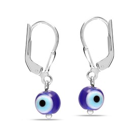 Charmsy 925 Sterling Silver Small Evil Eye Leverback Dangle Earrings for Women Teen 25 MM