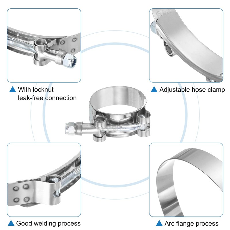 sourcing map T-Bolt Hose Clamp 2Pcs Working Range 41-46mm 201
