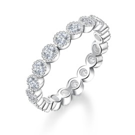 Bezel Moissanite Ring Women Size 5 Sterling Silver Stacking Rings for Women