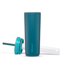 LifeStraw Go Series Tumbler – Double Wall Insulated Stainless Steel Water Filter, Laguna Teal, Designed for Everyday Use, Removes Bacteria, Parasites, Microplastics, and Improves Taste