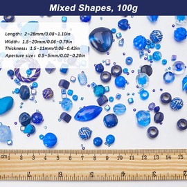 SUNNYCLUE 1 Box 100G Assorted Beads Bulk Blue Plastic Beads Cute Round Square Ocean Style Acrylic Bead for Jewellery Making DIY Crafting Bracelets Necklaces Earrings Supplies Holiday Birthday Women