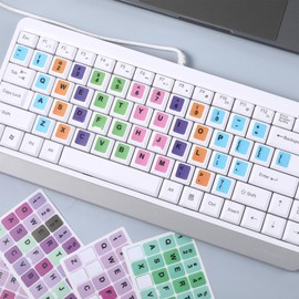 Yuanchu 8PCS English Keyboard Replacement Letter Stickers Colorful Universal English Computer Keyboard Replacement Stickers Matte English Keyboard Alphabet Sticker for PC Computer Laptop Desktop