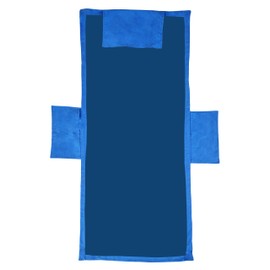 SONIT Beach Towel with Corners and Pockets, Beach Towel with Elastic Bands, 70 x 180 cm, Soft and Absorbent Microfibre, Quick Drying (BLU Navy)