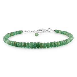 InfinityGemsArt Green Emerald Bracelets Natural Gemstones Beaded Dainty Crystals Stone Bracelets Jewelry, Chakra Healing May Birthstone, Silver Plated Chain 8 inch