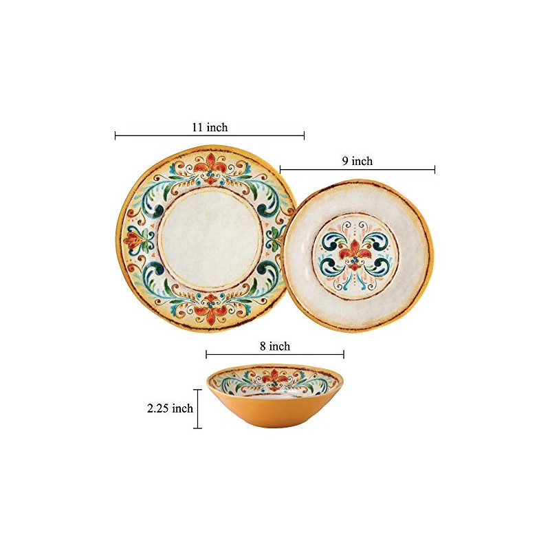 Supreme Housewares 6-Piece Tuscany 11" Melamine Dinner Plate