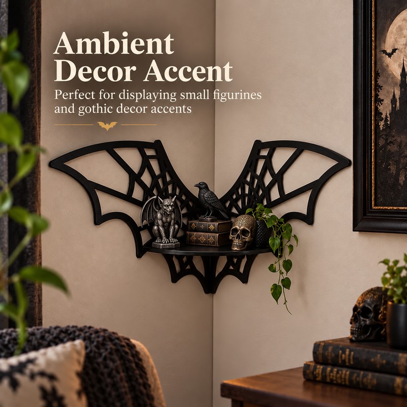 Wooden Bat Corner Shelf for Home Decor – Hollow Wall