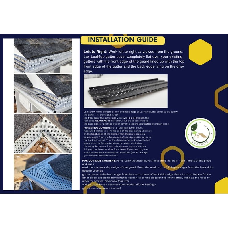 LEAF4GO 6" Gutter Guards Leaf Filter - Domestic Aluminum Gutter