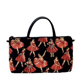 Belle Blanche Ballerina Gobelin Pouch Bag, Made in Japan, Ballerina Black/Red Dress
