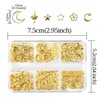 6 Grids Star Nail Charms 3D Gold Stars Moon Nail