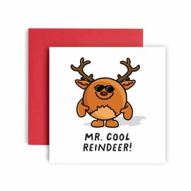 Huxters Funny Christmas Card for Him – Cool Reindeer Festive – Christmas card for Husband Dad Daddy Uncle Brother Son Christmas Traditions (Mr)