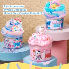JOYIN 3-Pack Slime Party Favors, Cloudfin Manta Ray, Bubblegum Unicorn, Strawberry Milk Cow, Soft, Non-Sticky, Mess-Free, Slime Bulk Toys for Kids, Boys and Girls Birthday Gifts