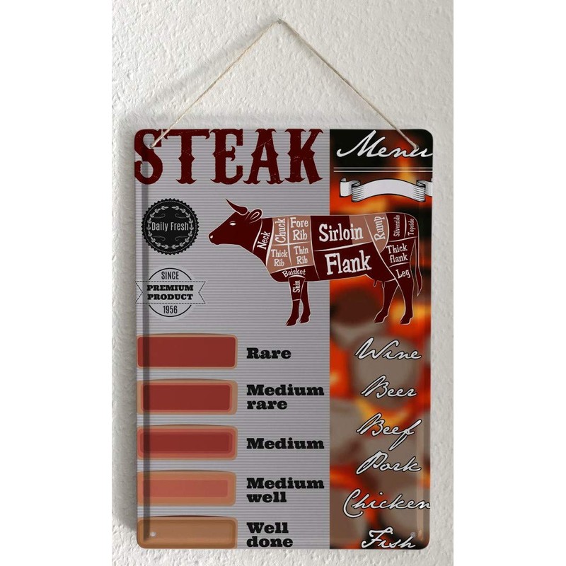 Tin Sign Kitchen Beef steak
