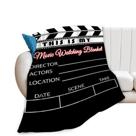 Puxnawi Movie Blanket for Girls Women Boys Men Movie Clapboard Lovers Gifts Throw Blanket Cozy Plush Flannel Fleece Blankets Lightweight Fuzzy for Bed Decor 50"X40"