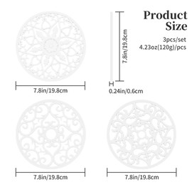 Nstezrne Trivets for Hot Dishes, Silicone Hot Pads for Kitchen Counter, Trivets for Hot Pots and Pans, Multi Purpose Heat Resistant Mats for Table and Countertops, Silicone Trivet Mat Set 3 White