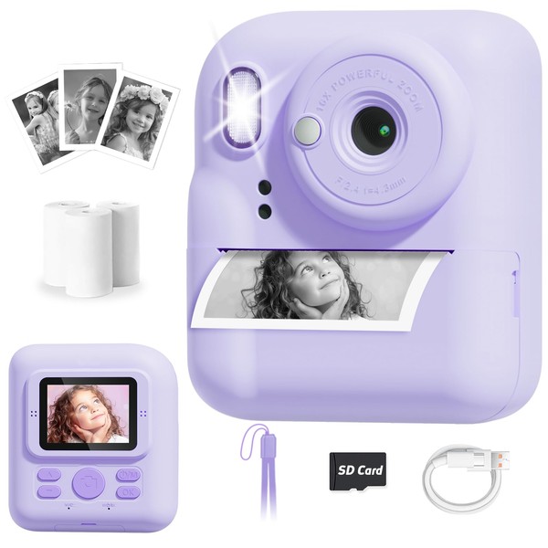 Pussan Kids Camera Instant Print, 1080P Instant Print Camera Toys